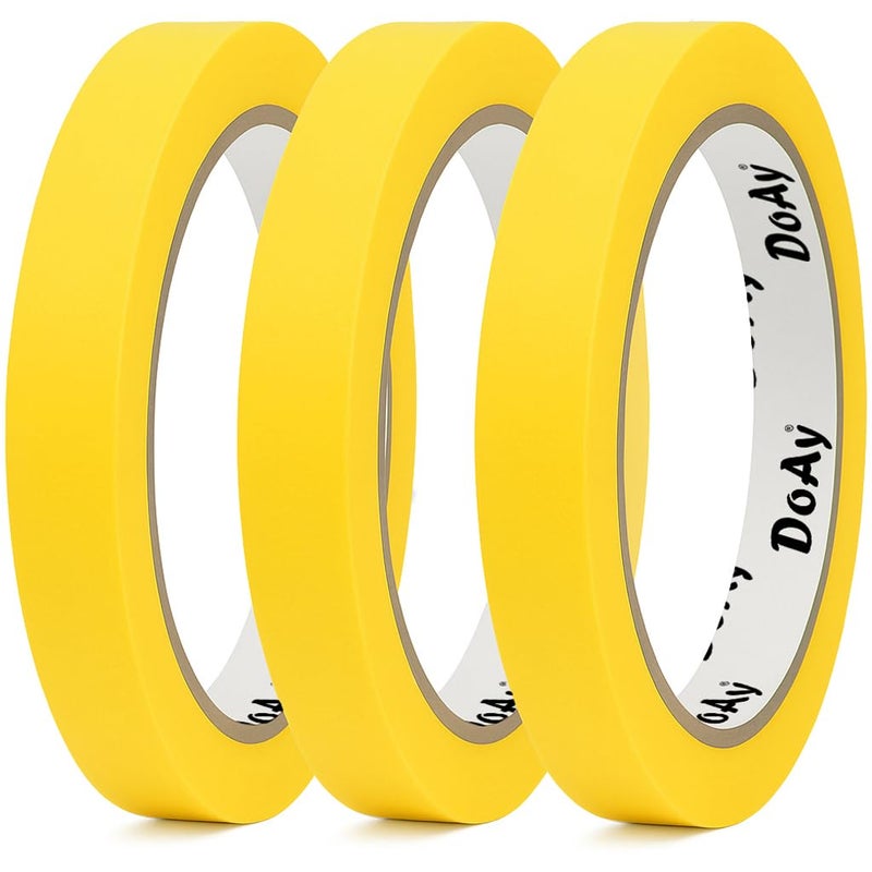 DOAY 3 Pack Yellow Painters Tape - Masking Tape 0.50 Inch Wide - Multi-Surface, Smart Adhesion, Indoor & Outdoor - 270FT Total - Paint Tape for DIY, Labeling, Art, Car, General Purpose (#3910) - Image 1
